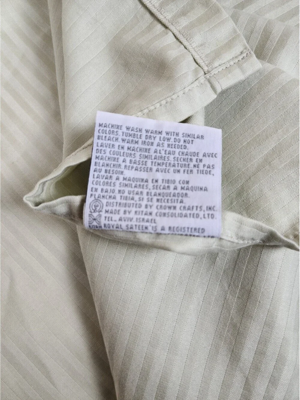 Royal Sateen Egyptian Cotton King Green Stripe Flat Sheet